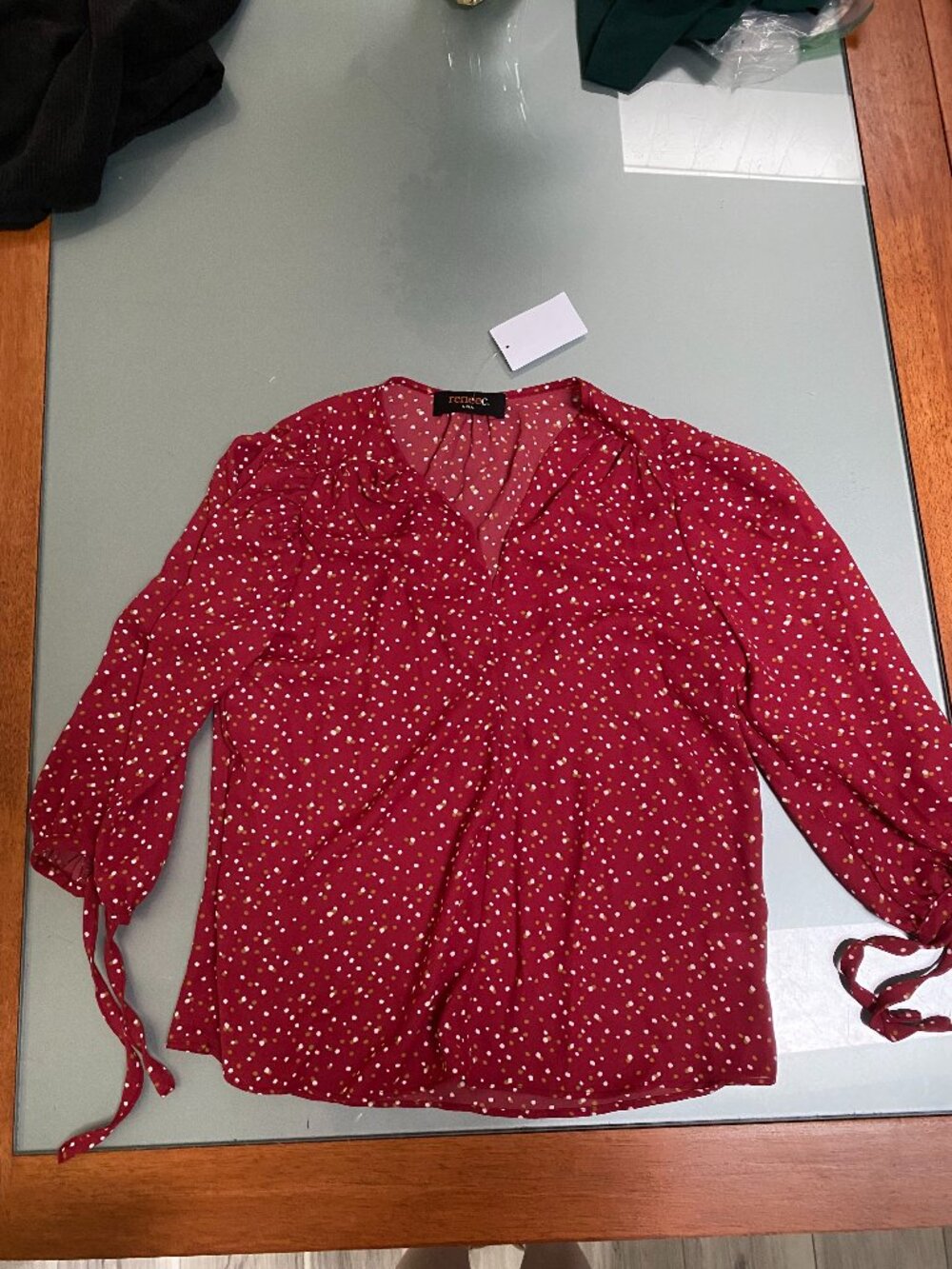 Nordstrom Renee C Polka Dot V-Neck Blouse